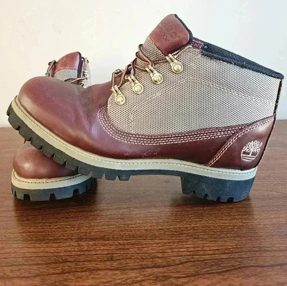 Timberland Burgundy and Tan Hiking Boots SIZE 7 M - Picture 1 of 11